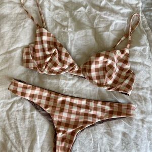 Acacia Sunday Gingham bikini set (x small top & x small bottom)